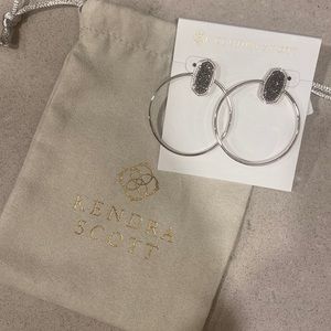 Kendra Scott Silver + Charcoal Hoop Earrings